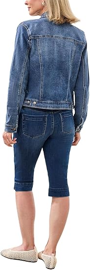Tribal womens Classic Fit Comfort Stretch Denim Jacket (Regular and Extended Lengths)