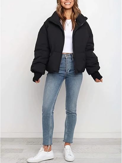 Gihuo Women’s Winter Cropped Puffer Jacket Coat Short Warm Quilted Jacket 2025