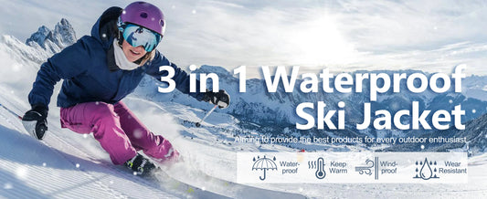 TACVASEN 3 in 1 Snow Mountain Jacket Women Winter Coats Waterproof Windproof Fleece Lined Ski Hiking Jackets Parka Hodded Coats