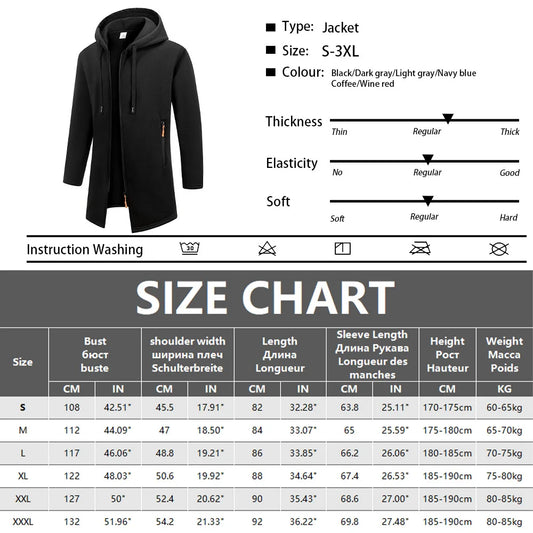 Men's Hoodies Jacket Long Sleeve Sweatshirts Zipper Hooded Jacket Mens Oversize Winter Top Jacket Coat Warm Streetwear