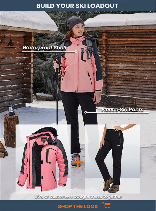 TACVASEN Women Winter Fashion Ski Snowboard Jacket Thermal Fleece Waterproof Fish Casual Work Rain Jacket Coat Windbreaker Parka