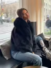 Black Faux Fur Collar Short Jacket for Women, Winter Warm Cozy Outerwear