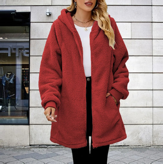 Plus Size2025 Bestselling Large Size Lamb Fur Hooded Jacket Popular Trendy Outerwear with Hat for Extra Warmth And Style