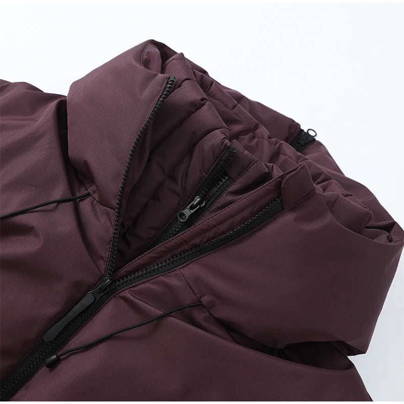 Belted Chic Hooded Cotton Coat Women Casual Full Sleeve Stand Collar Zipper Short Skiwear 2026 Lady Winter Sport Puffer Jacket