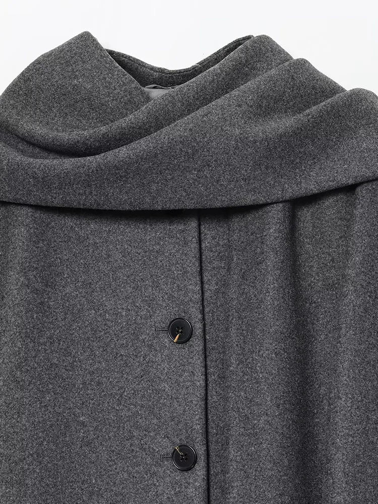 2025 Women Autumn Winter Jackets Coats Casual Solid Scarf Collar Single Breasted Female Elegant Street Jacket Outerwear Clothing